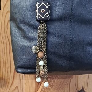 Hand Crafted Bag Purse Tote Jewelry Key Ring Decorative Vintage Jewelry Upcycle